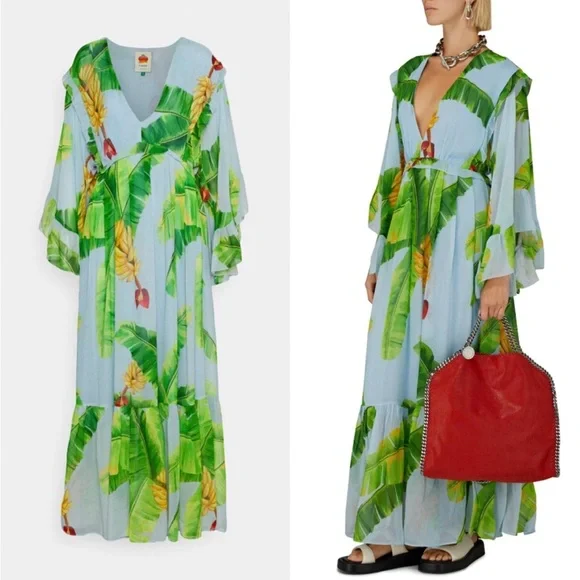 Farm Rio banana dress butterfly sleeves size medium - Picture 1 of 6